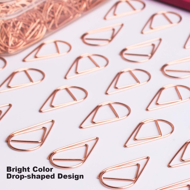 VENCINK 300 Pieces Rose Gold Cute Stainless Steel Drop-Shaped Paper Clips for School Office Supplies Baby Shower Wedding Invitations Crafts Scrapbooking Bookmarks Kids Women Planners by VENCINK - Image 2